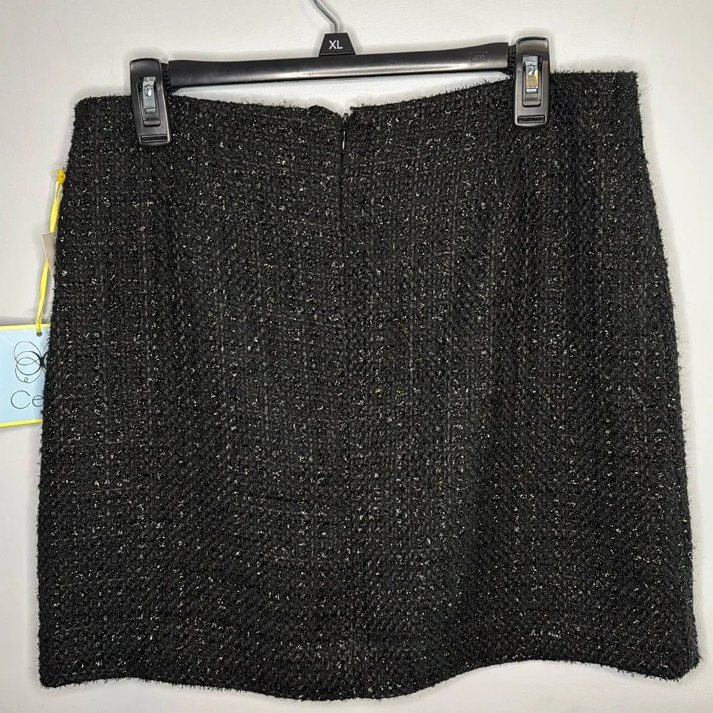 CeCe‎ Skirt Black Sparkle Check Mini in Size 10  NWT